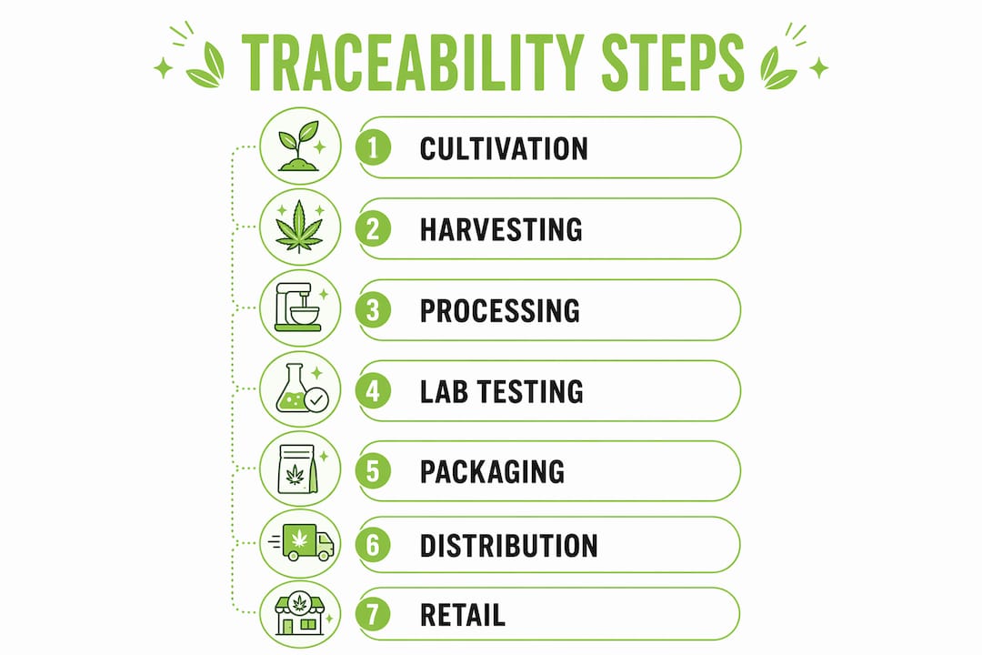 Infographic showing hemp product traceability steps