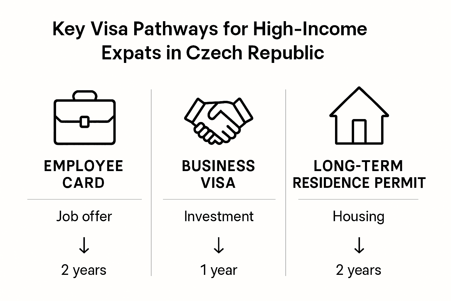Infographic comparing Czech expat visa paths