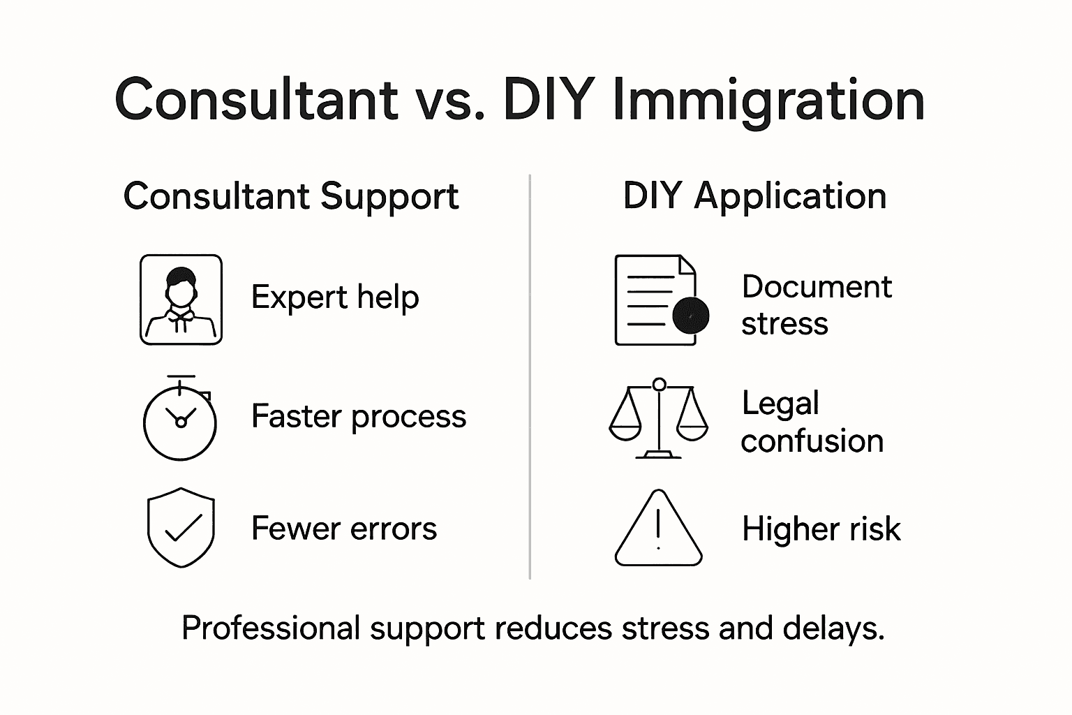 Infographic comparing consultant and DIY immigration