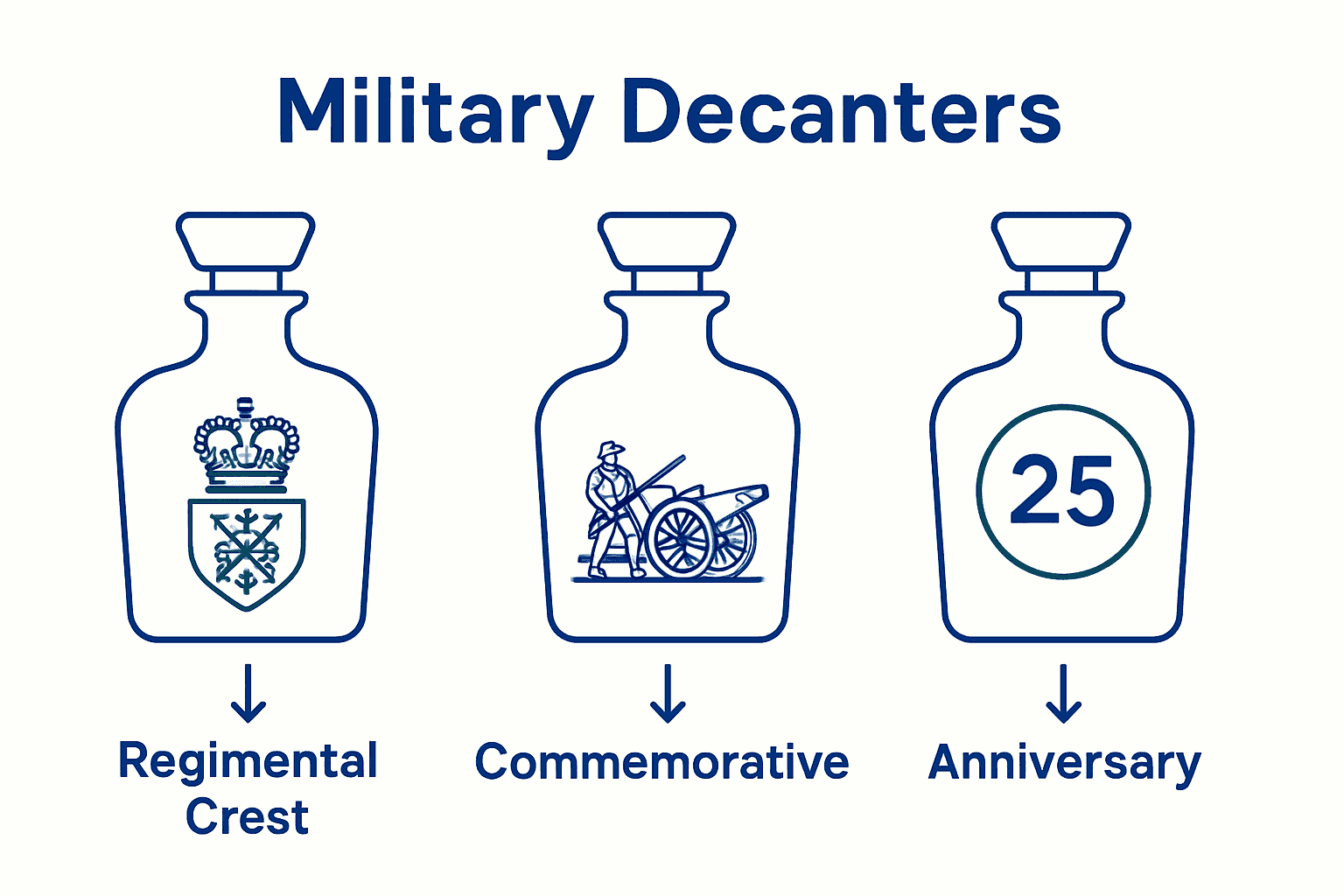 Visual comparison of key military decanter types.