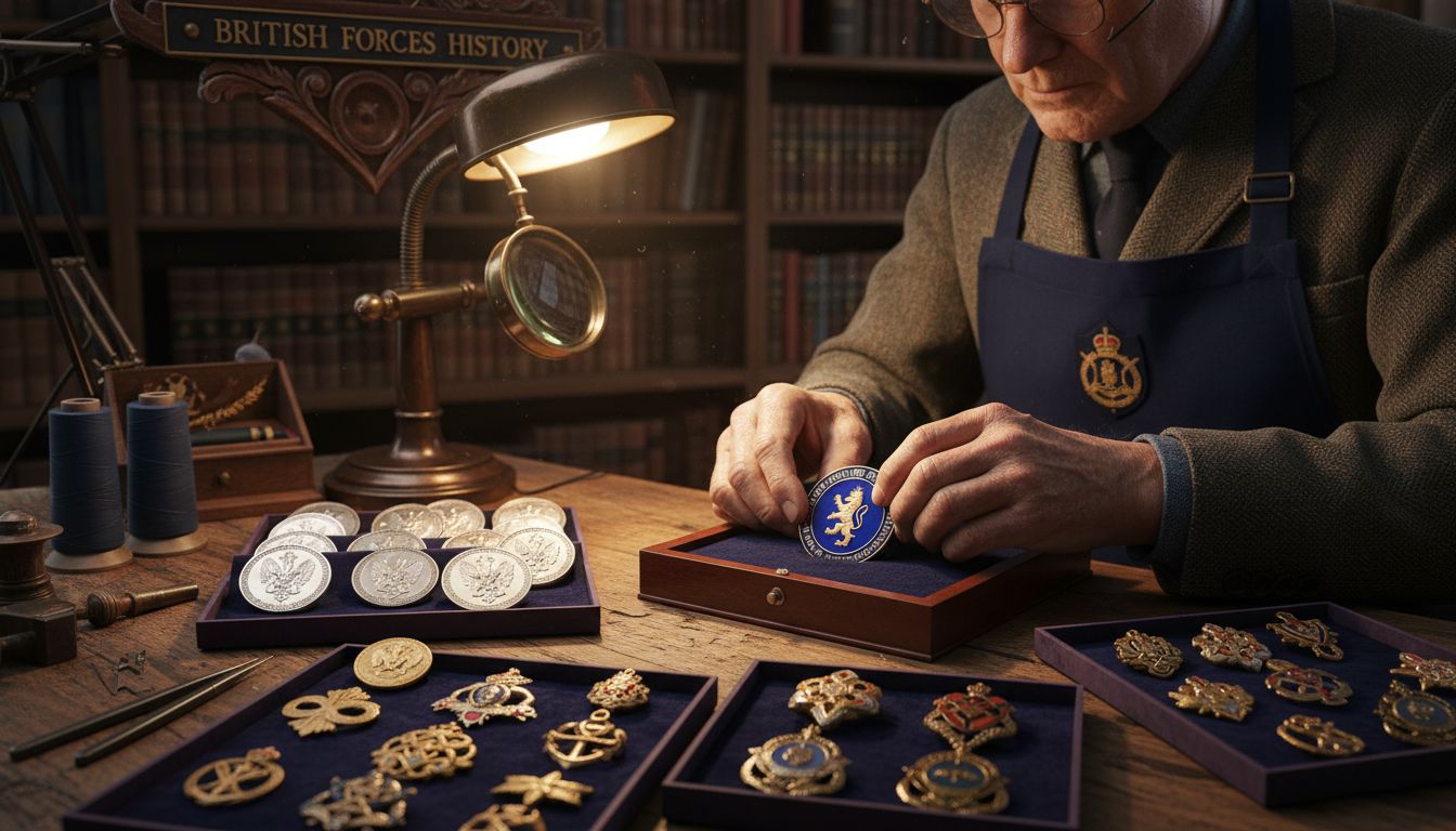 Artisan assembling British military presentation pack