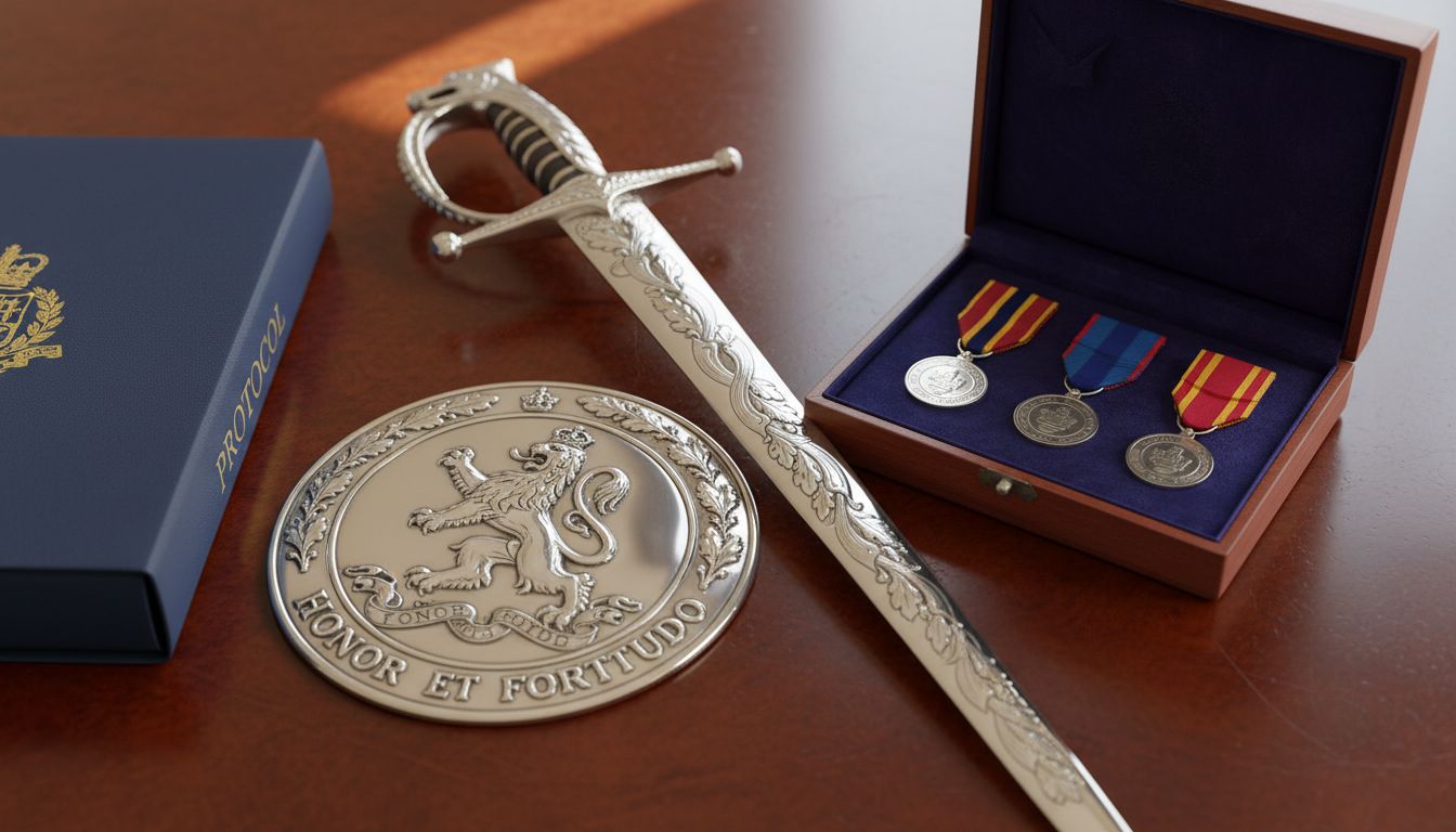 Detailed British regimental plaque and gifts