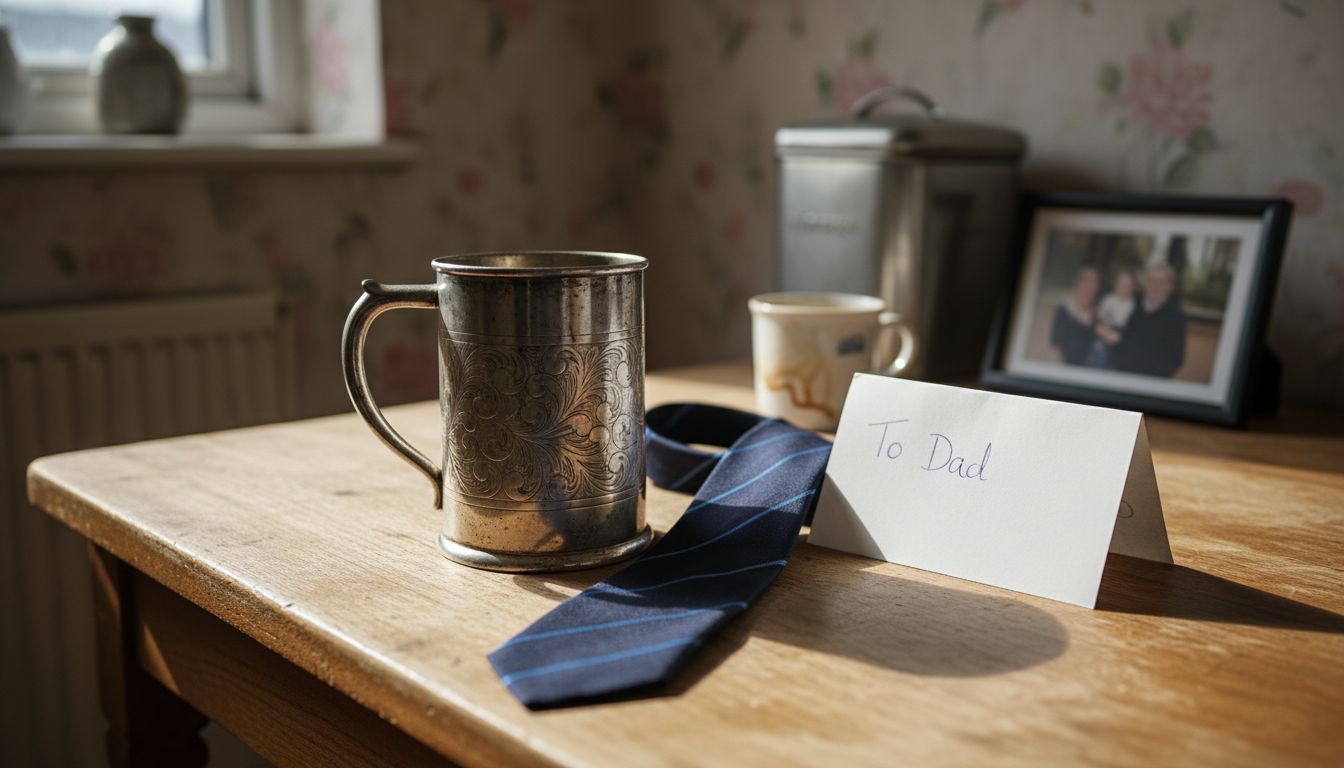 Personalised tankard and card on kitchen table