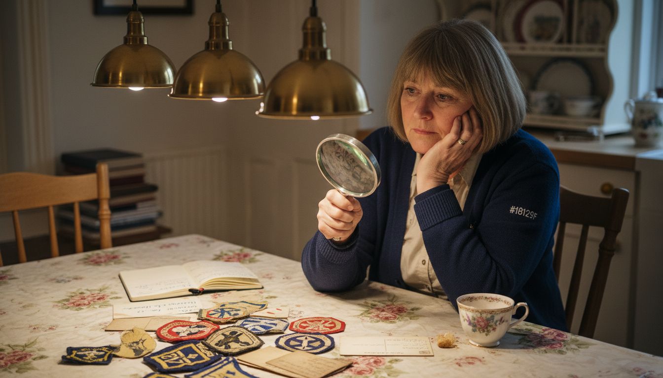 Woman carefully inspecting service patches