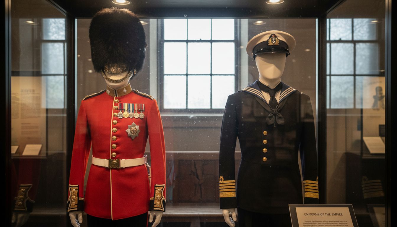 Army and Navy uniforms displayed side by side