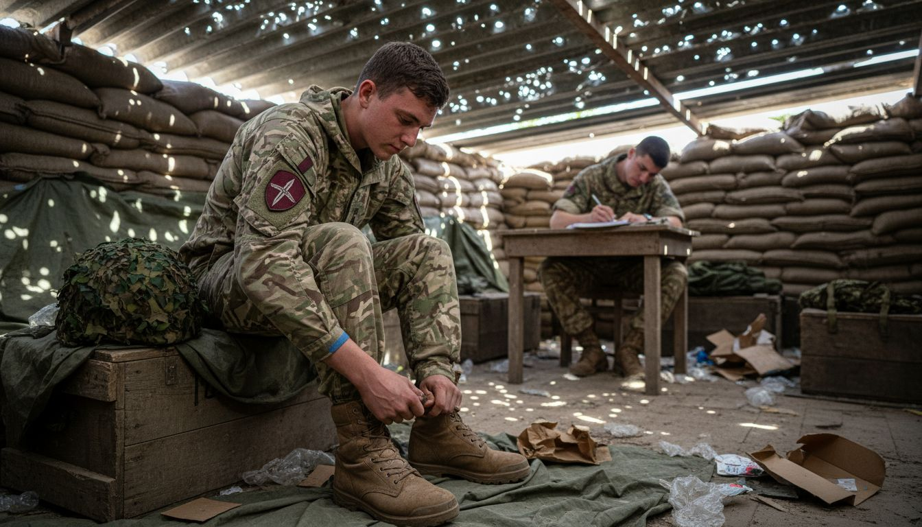 Modern British paratrooper in Afghan base