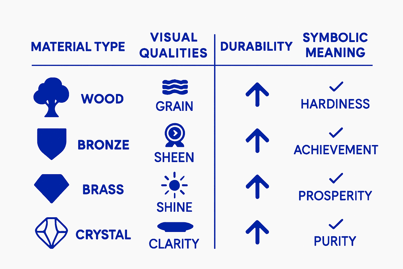 Infographic comparing materials for military plaques