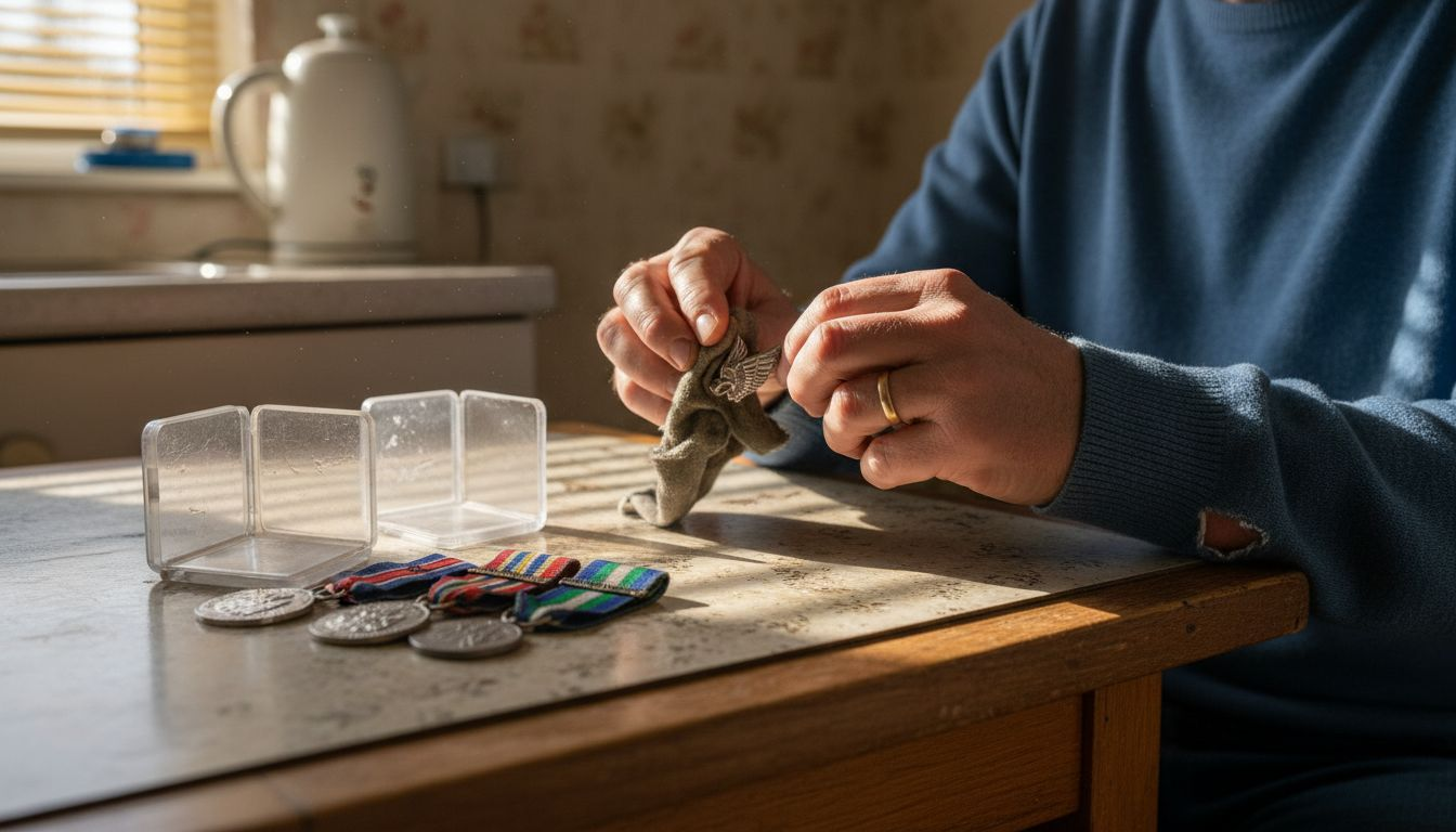 Veteran polishing UK campaign medals