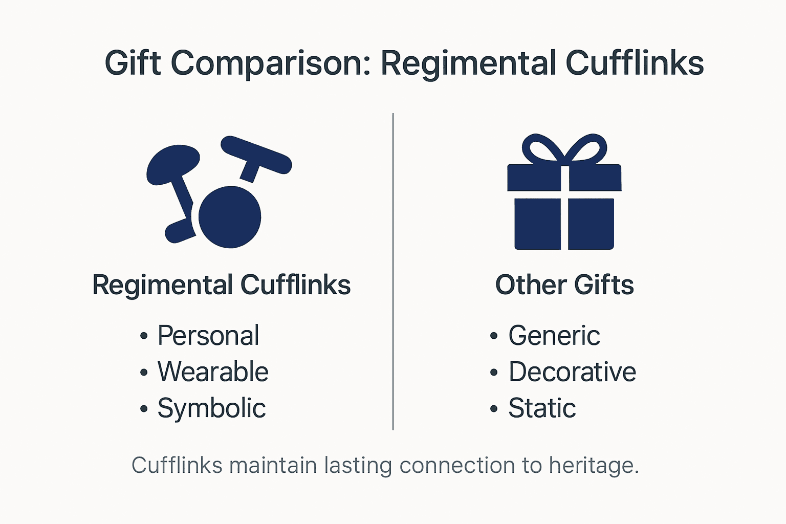 Infographic comparing cufflinks and military gifts
