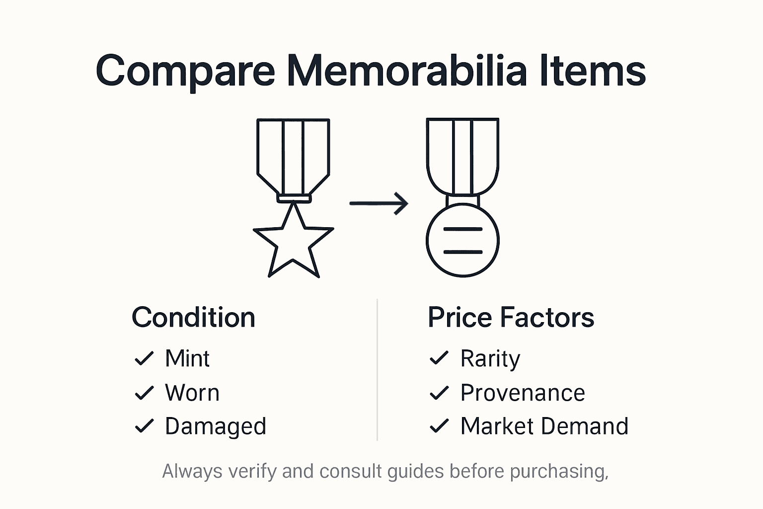 Infographic showing memorabilia comparison including condition and price