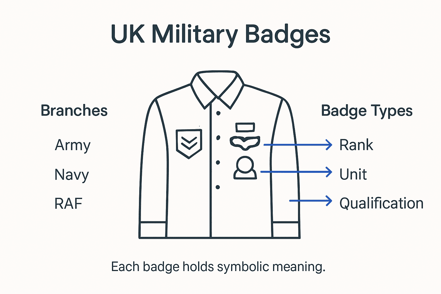 Infographic of UK military badges and meanings