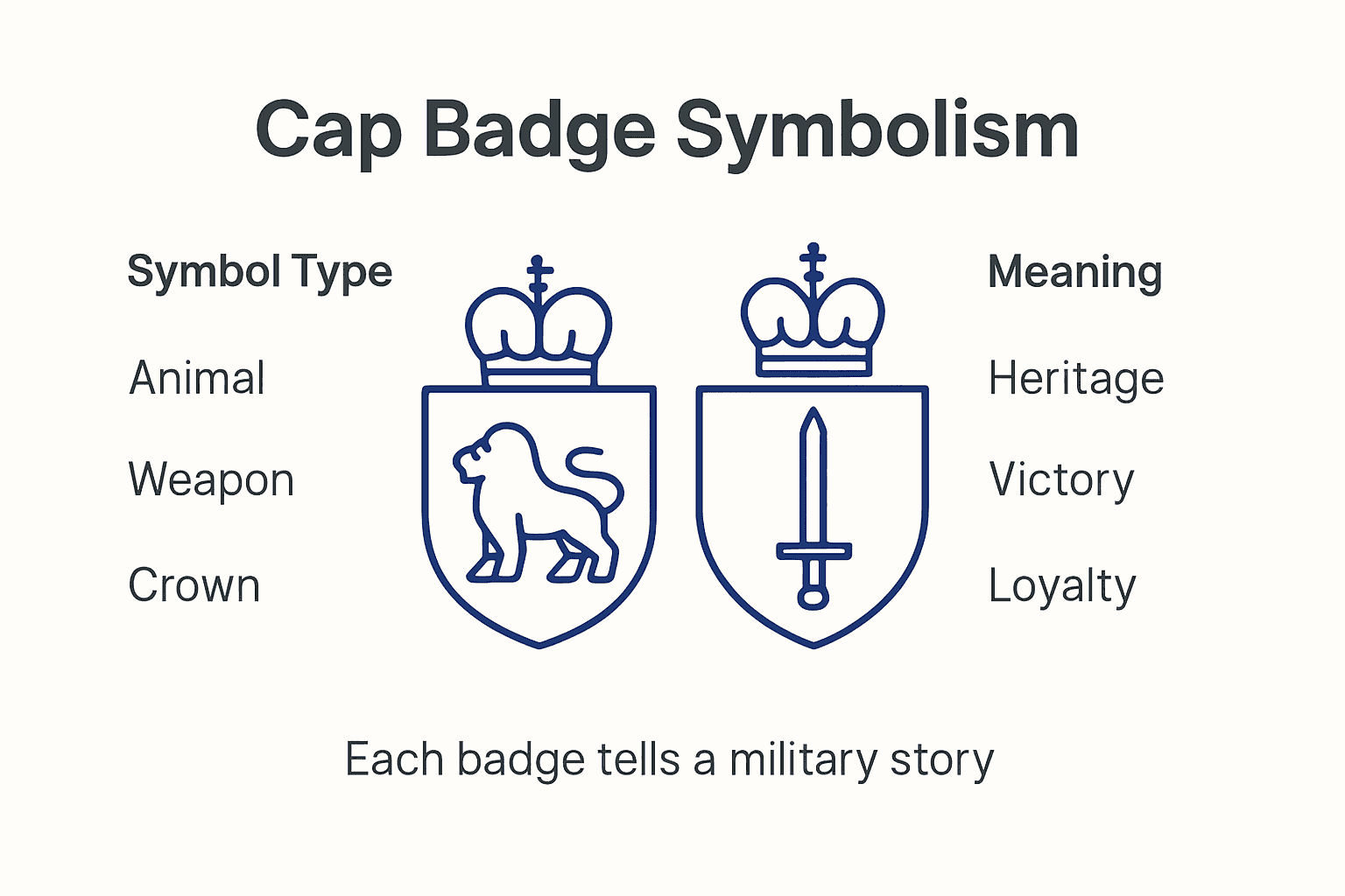 Infographic illustrating cap badge symbolism