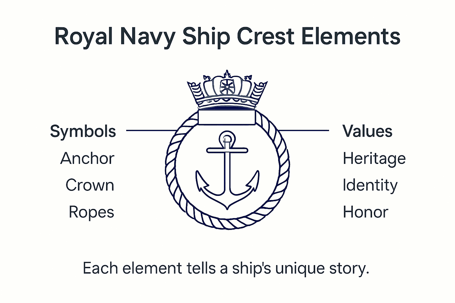 Infographic of Royal Navy crest elements and values