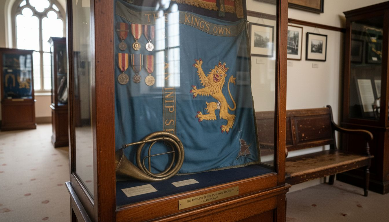 Historic Scottish regimental memorabilia in museum display