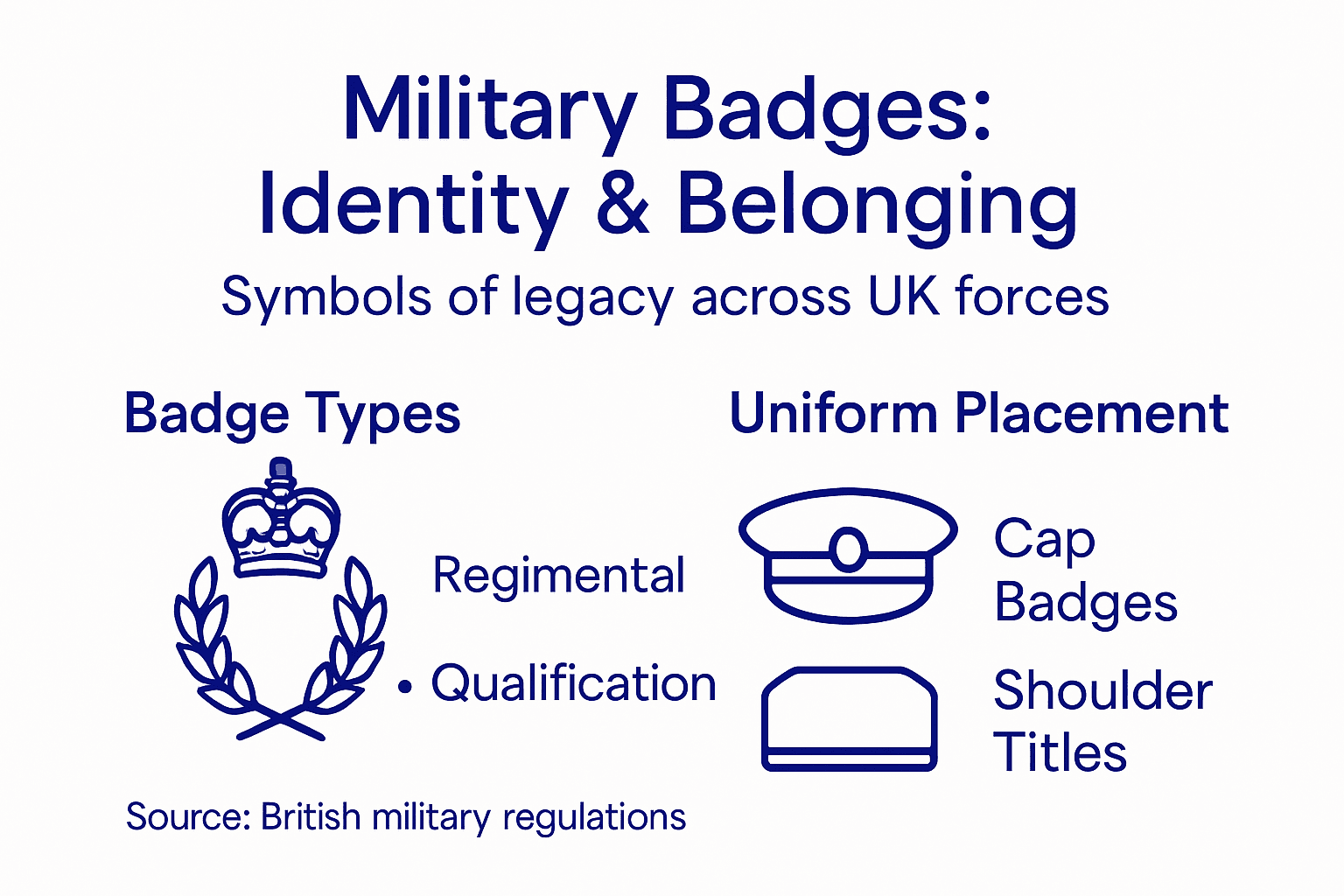 Infographic showing military badge identity overview
