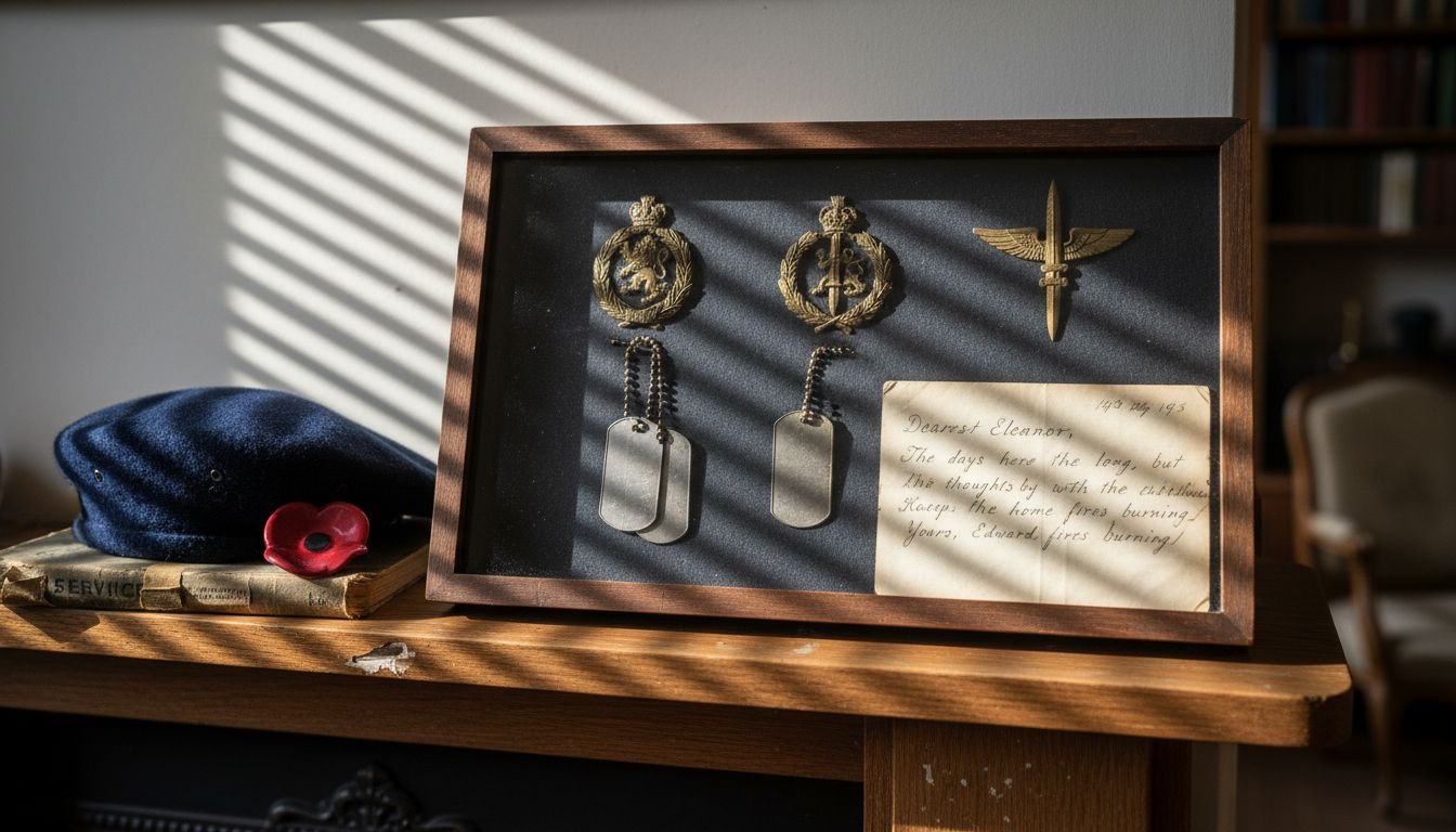 Regimental insignia and memorabilia display