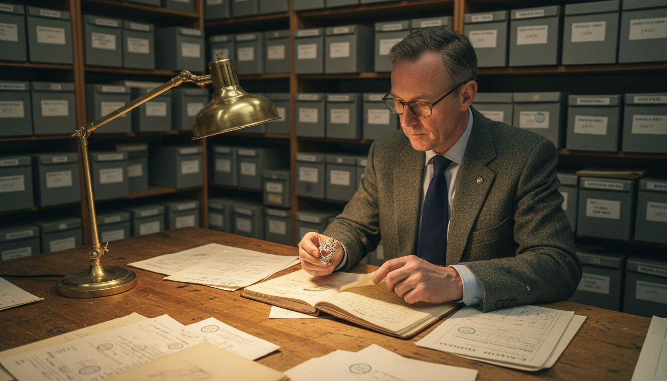 Archivist catalogues historic squadron badge