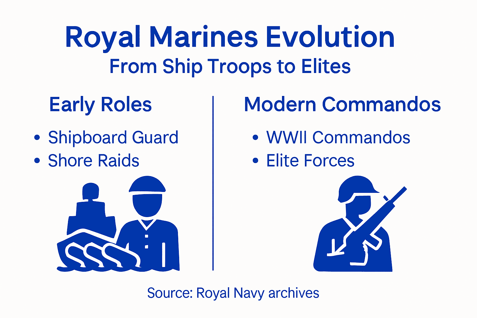 Infographic showing Royal Marines evolution timeline