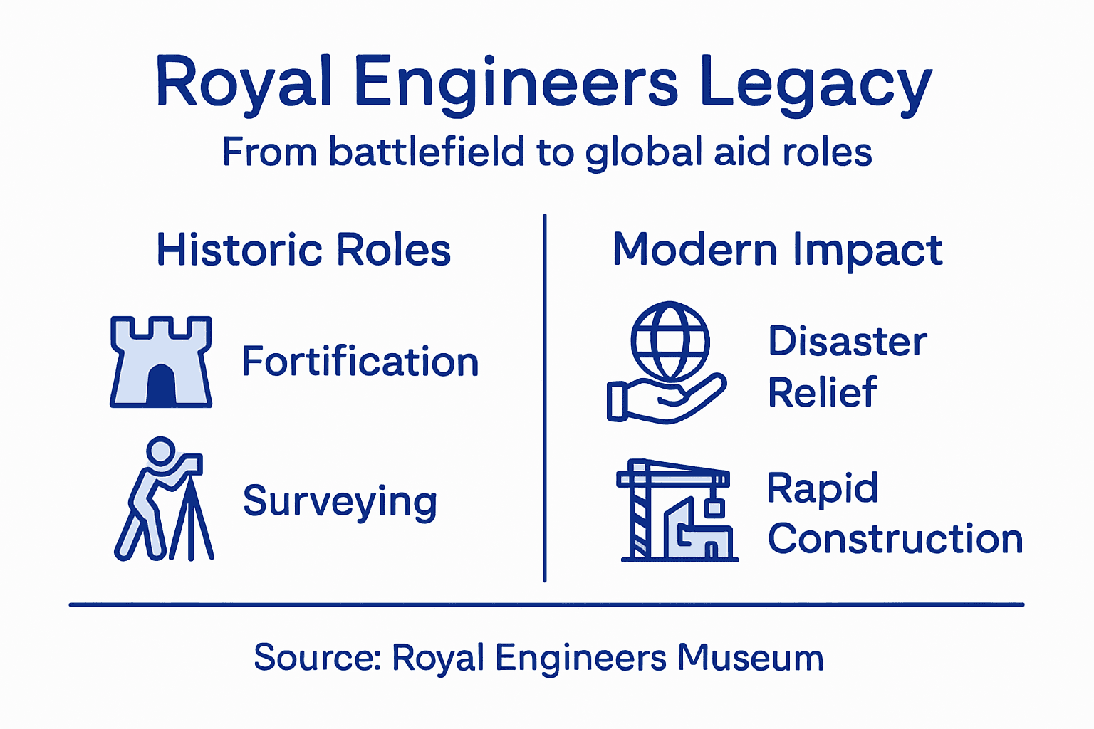 Infographic showing Royal Engineers legacy timeline
