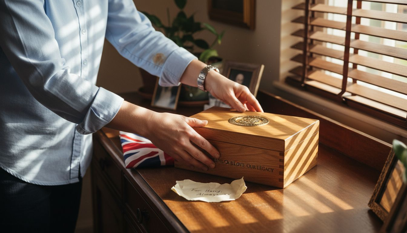 Arranging engraved military keepsake box