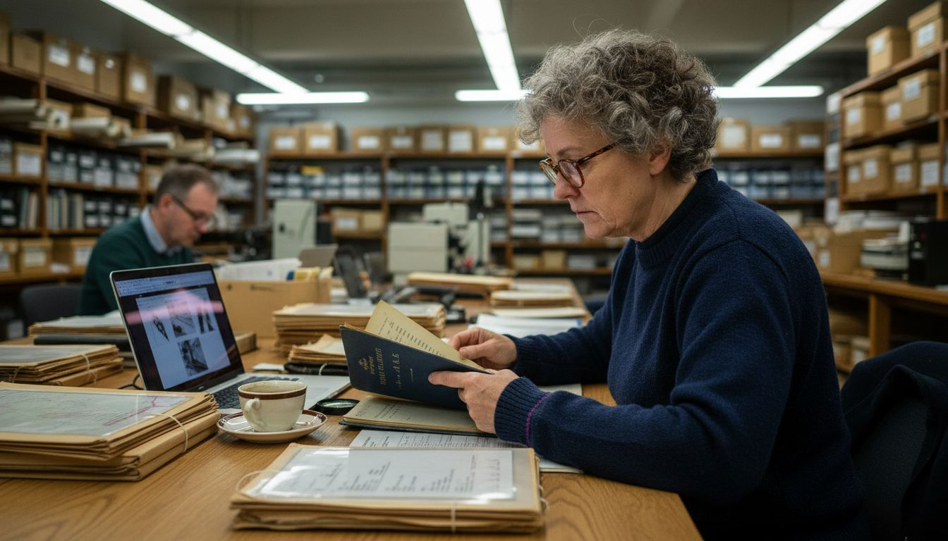 Researcher studying RAF historical documents