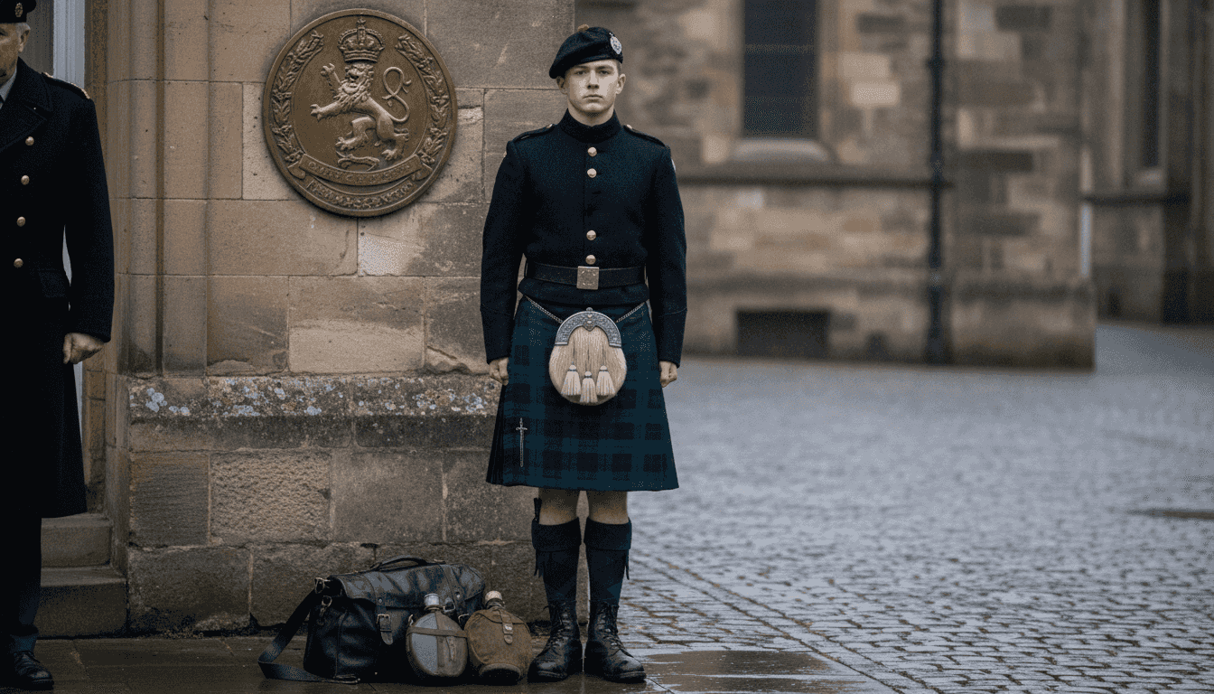 Soldier at attention for regimental tradition