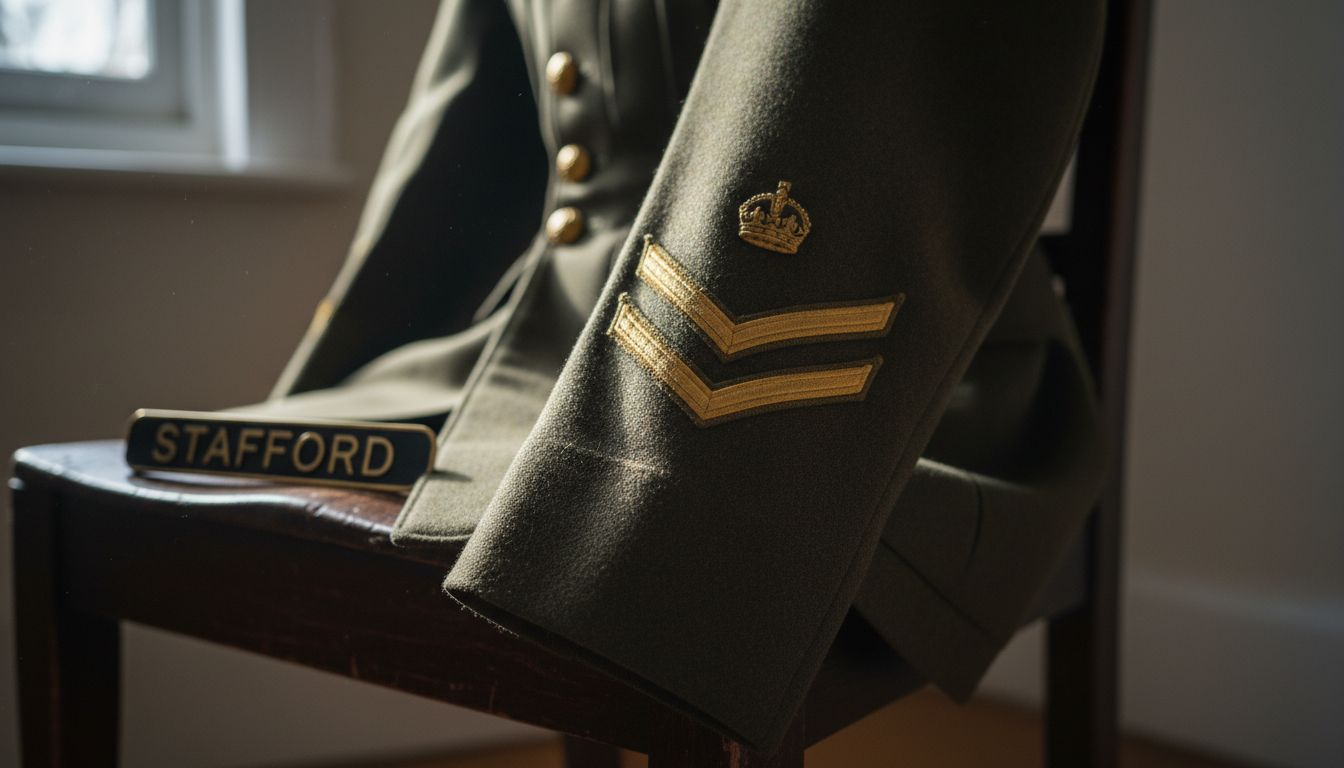 Staff Sergeant chevrons and crown insignia detail