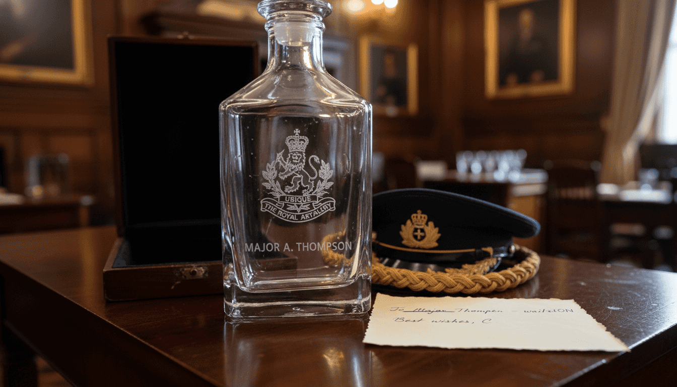 Crystal decanter with regimental engraving