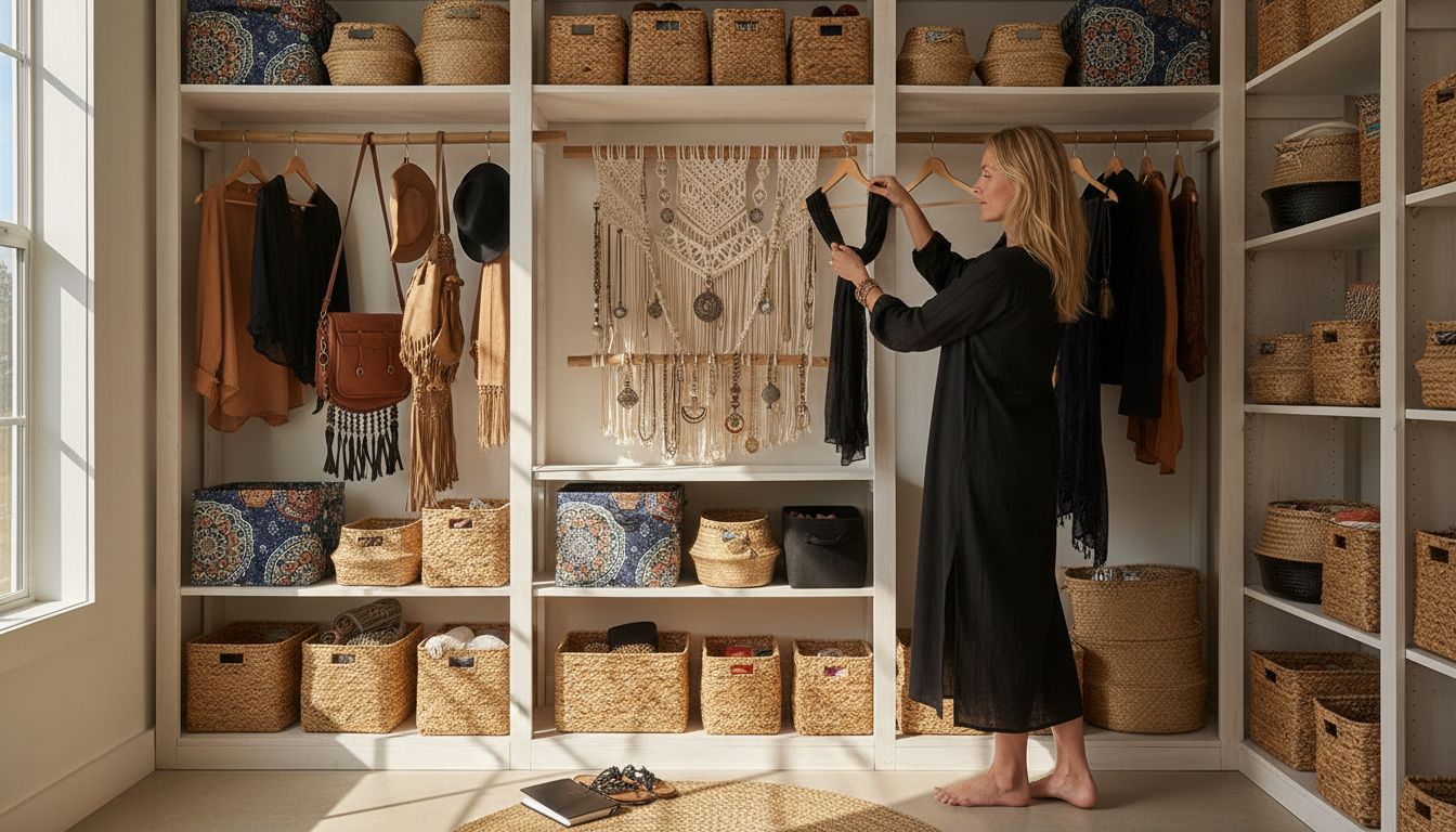 boho closet organization