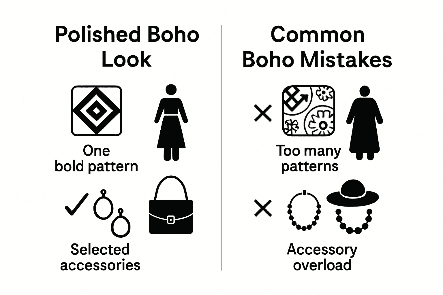 Infographic comparing professional boho fashion do’s and don’ts