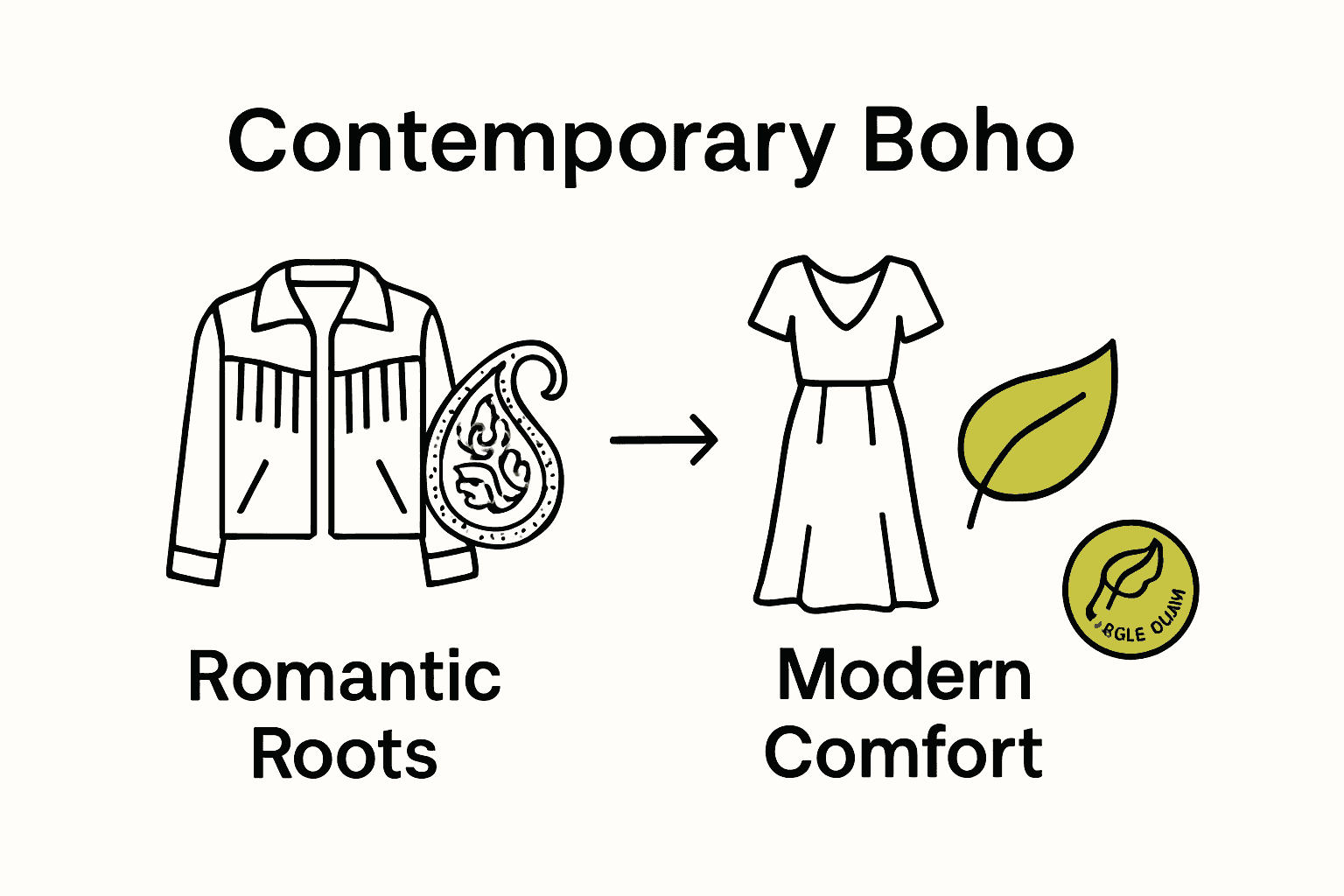 Infographic comparing classic and modern boho fashion elements