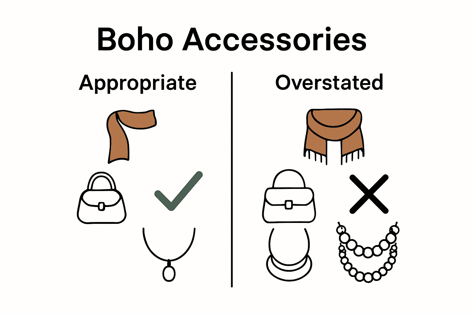 Infographic showing best and worst boho accessory choices for the office