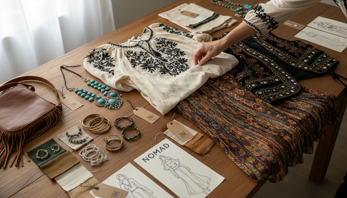 boho fashion flatlay