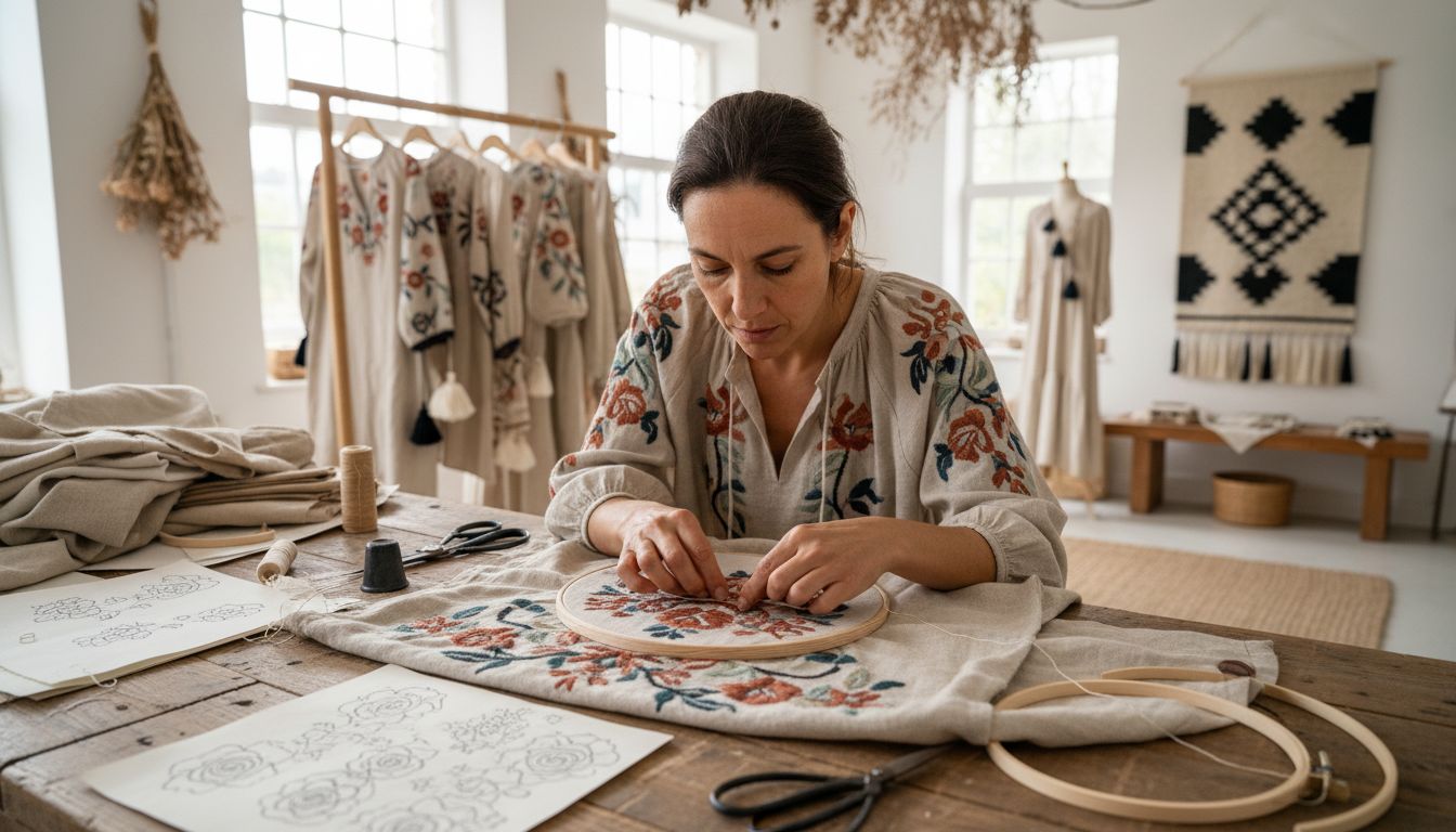 boho fabric embroidery