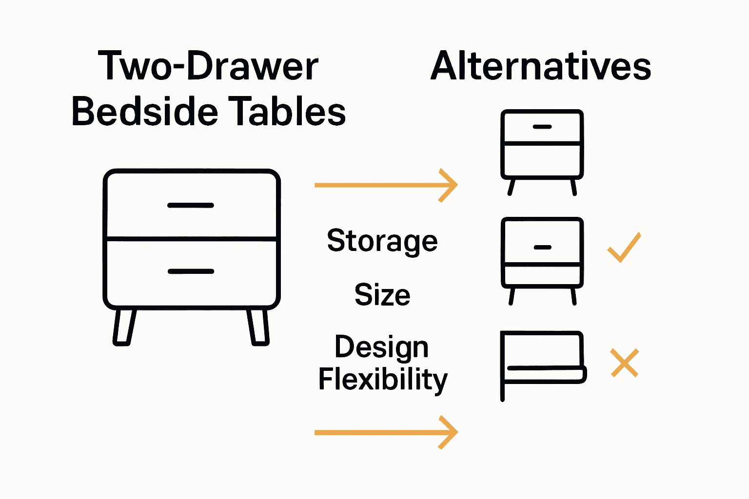 Comparison infographic of bedside table types