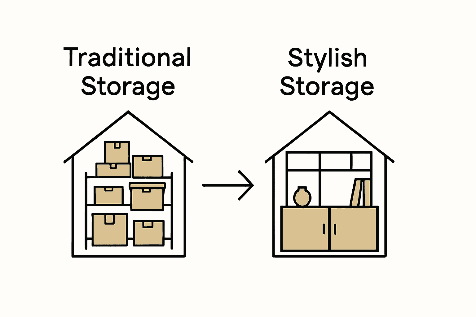 Comparison of traditional vs modern stylish storage in home interiors