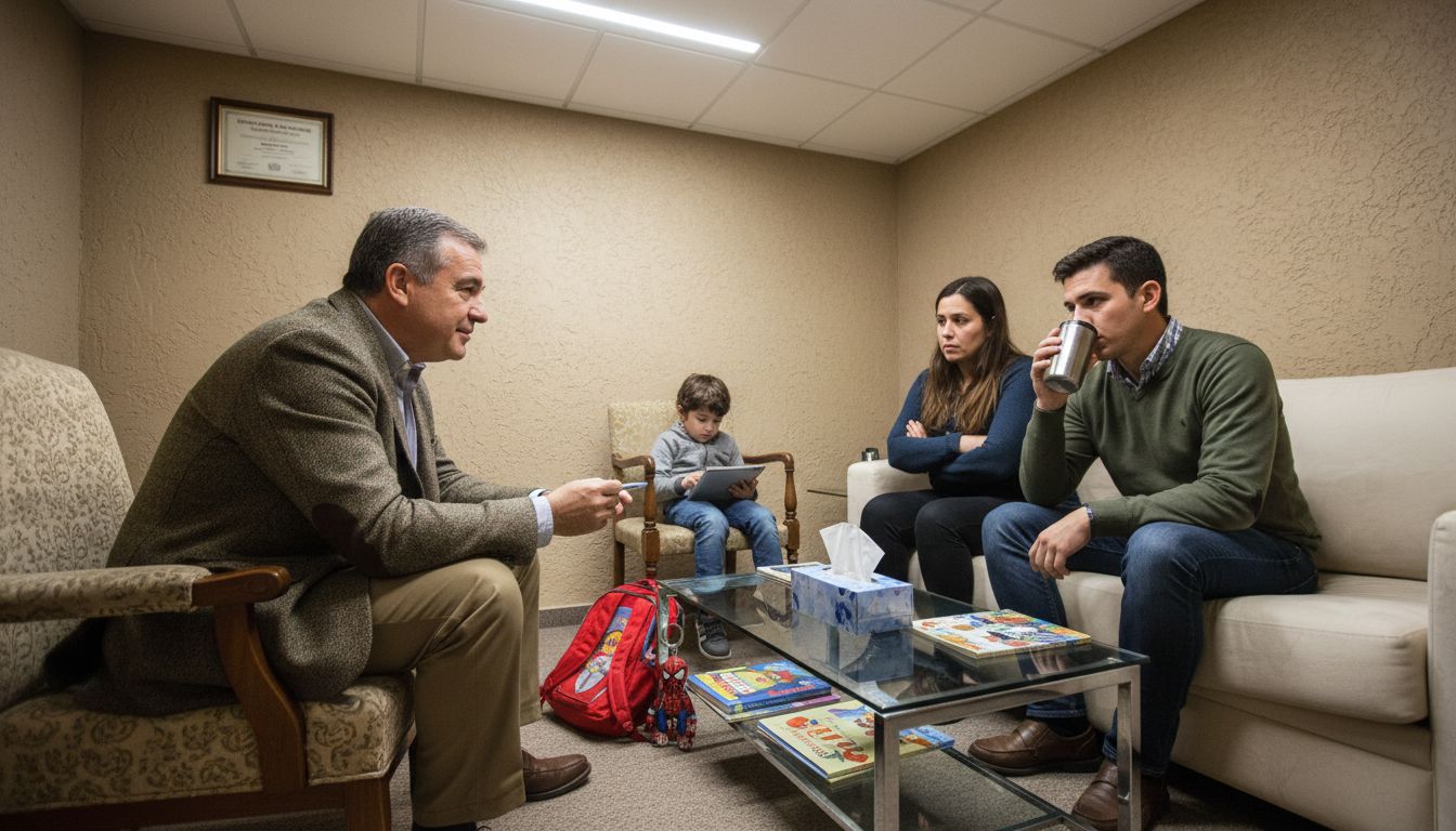 Profesional que facilita el diálogo entre los miembros de la familia