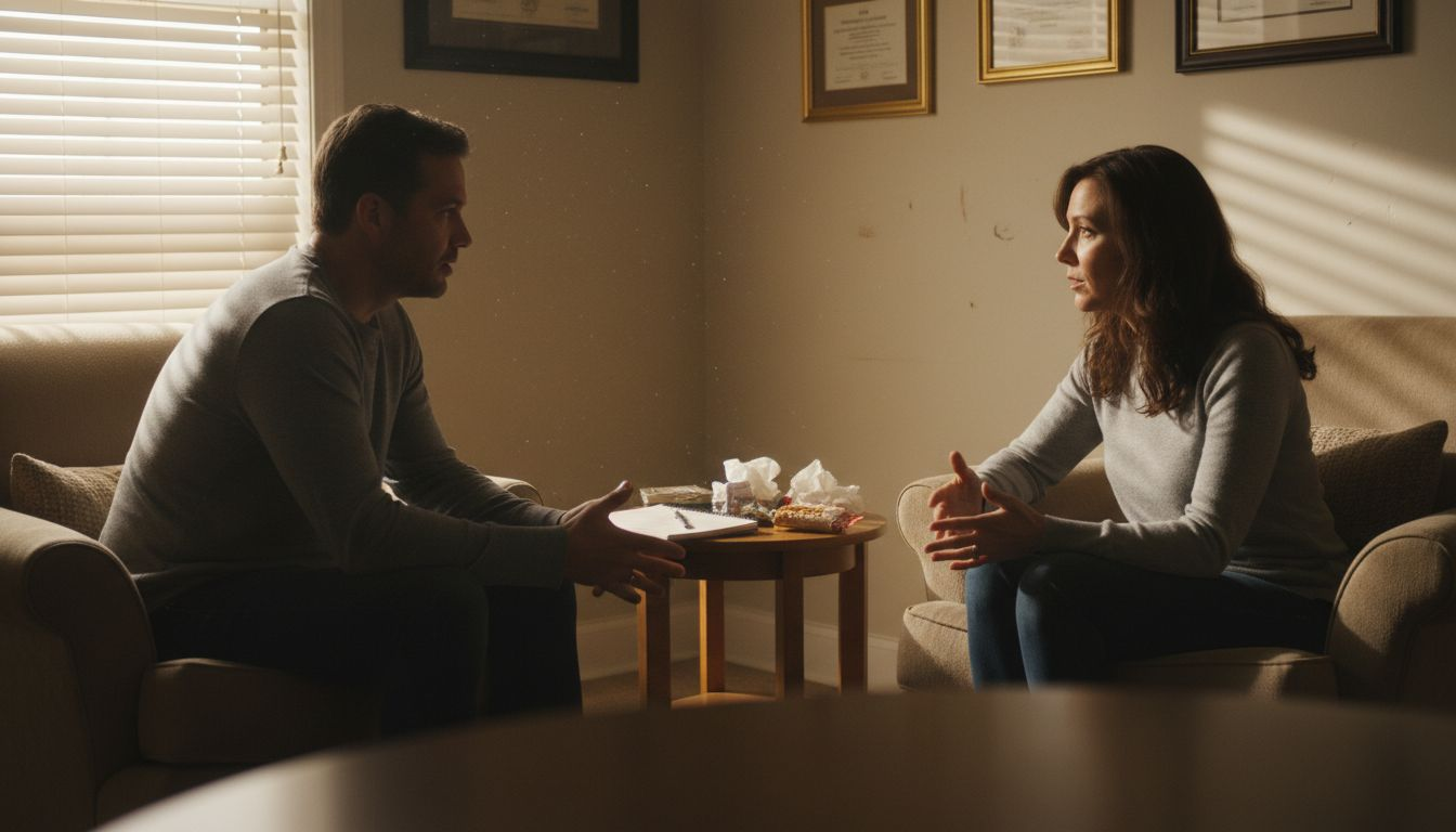 Partners talking during counseling session