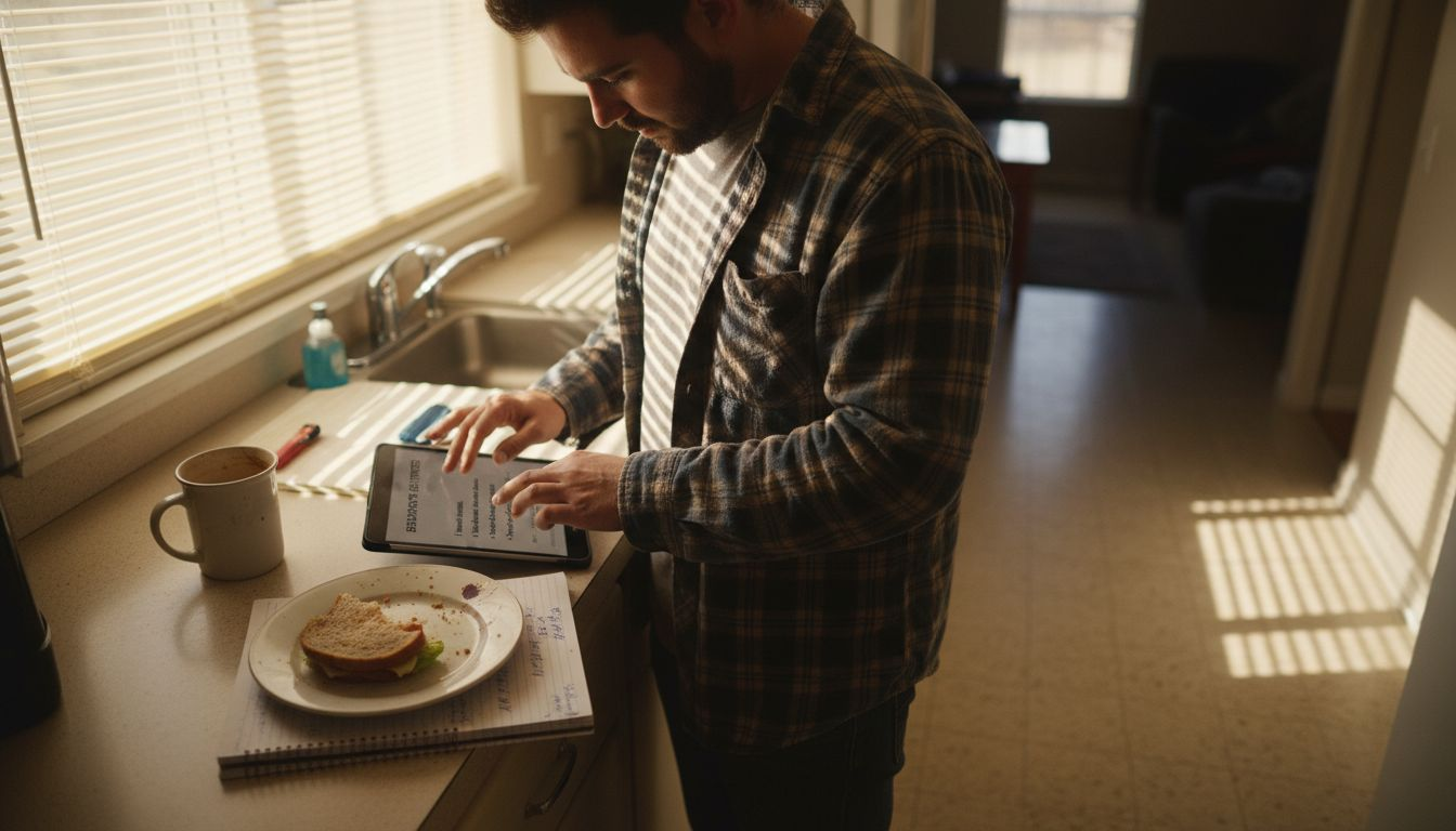 Man practicing boundary setting in kitchen