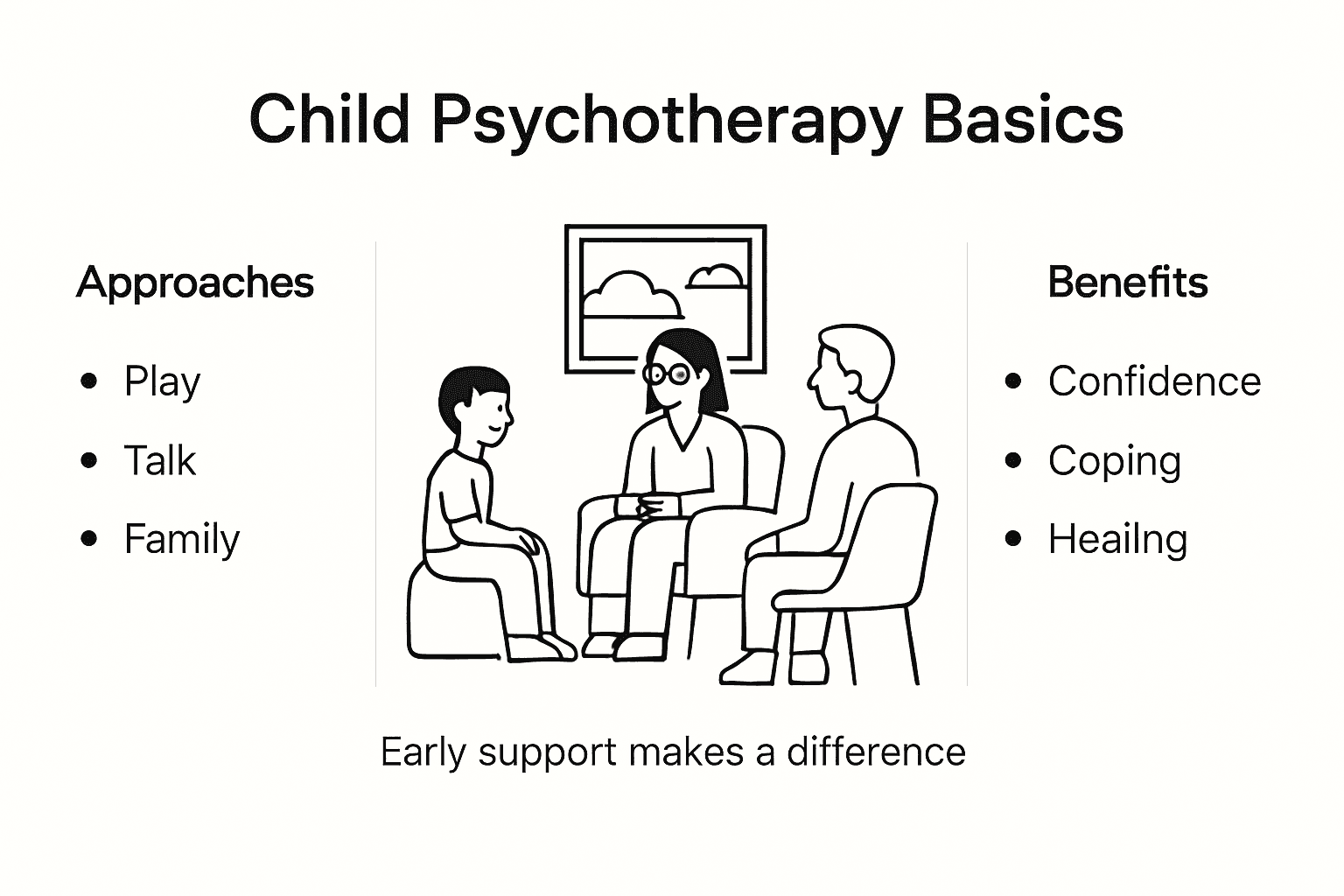 Infographic showing child psychotherapy basics