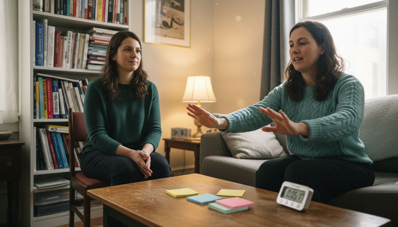 Therapist showing EMDR techniques props