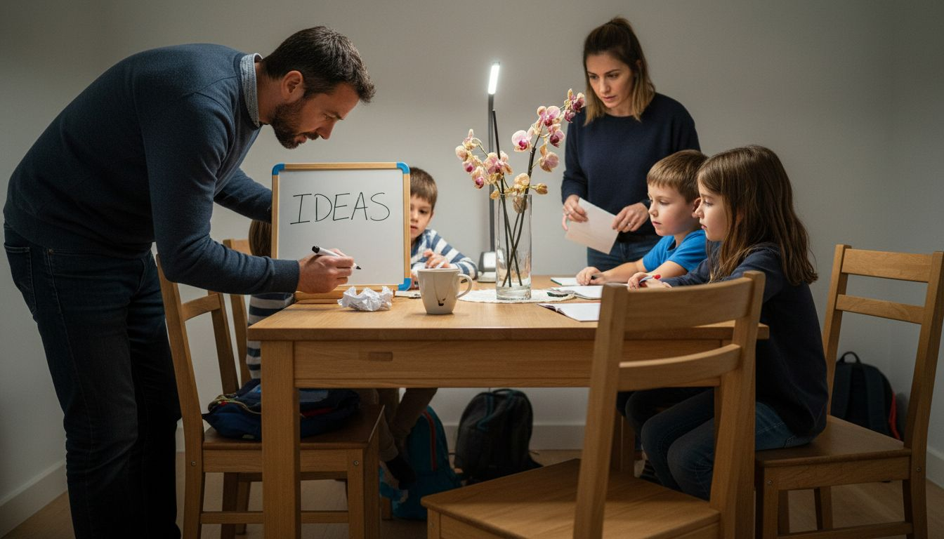 Familia que se reúne para definir metas y sueños en común