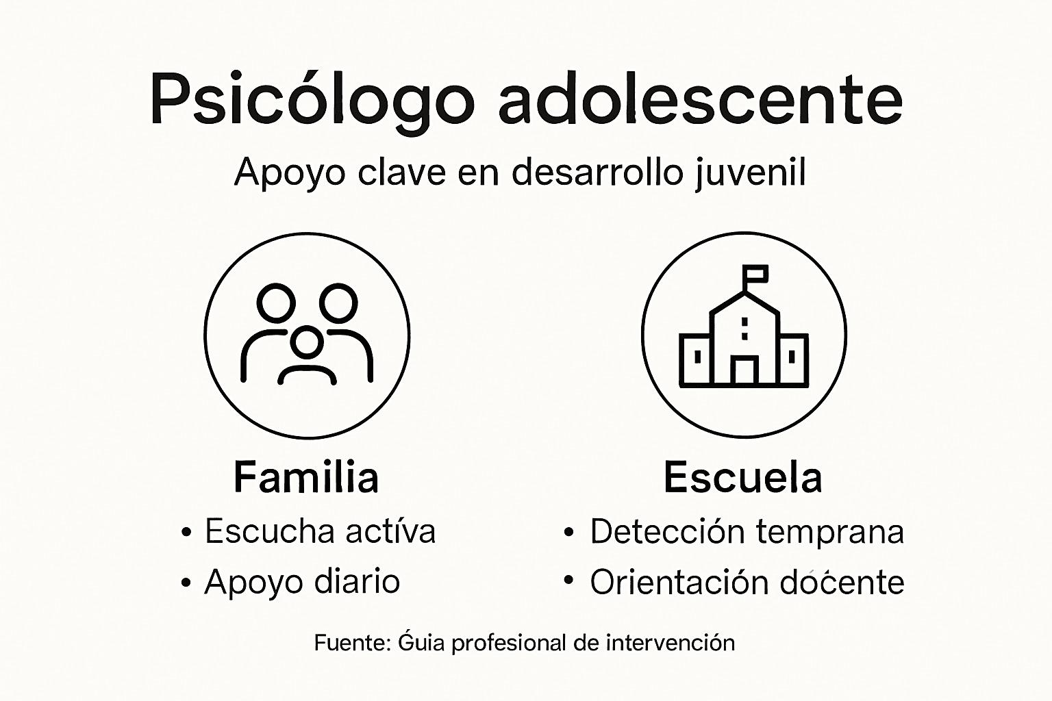 Infografía: trabajo conjunto entre psicólogo, familia y escuela