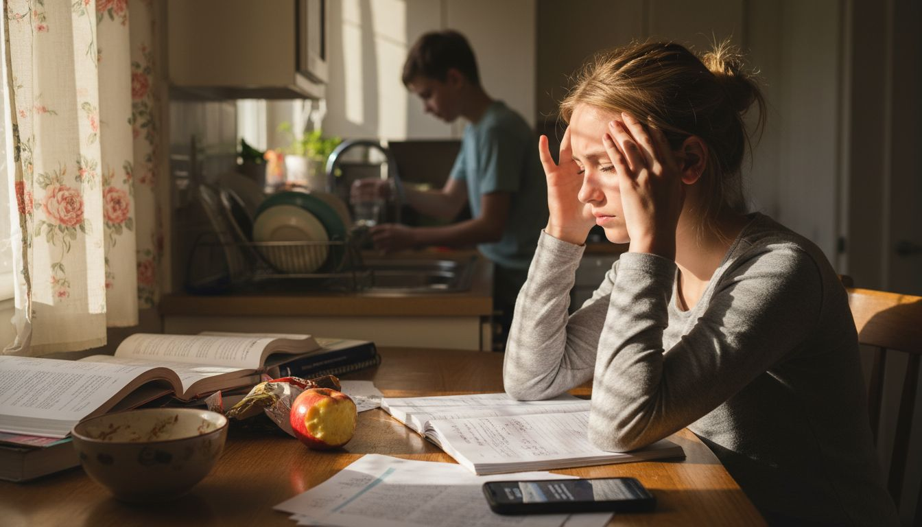 Teen showing physical signs of anxiety