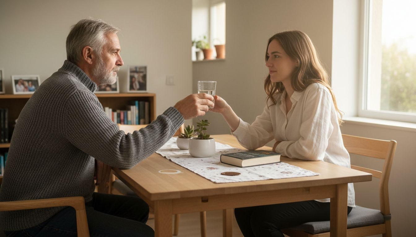 Un padre acompañando y brindando apoyo emocional a su hija durante las sesiones de terapia