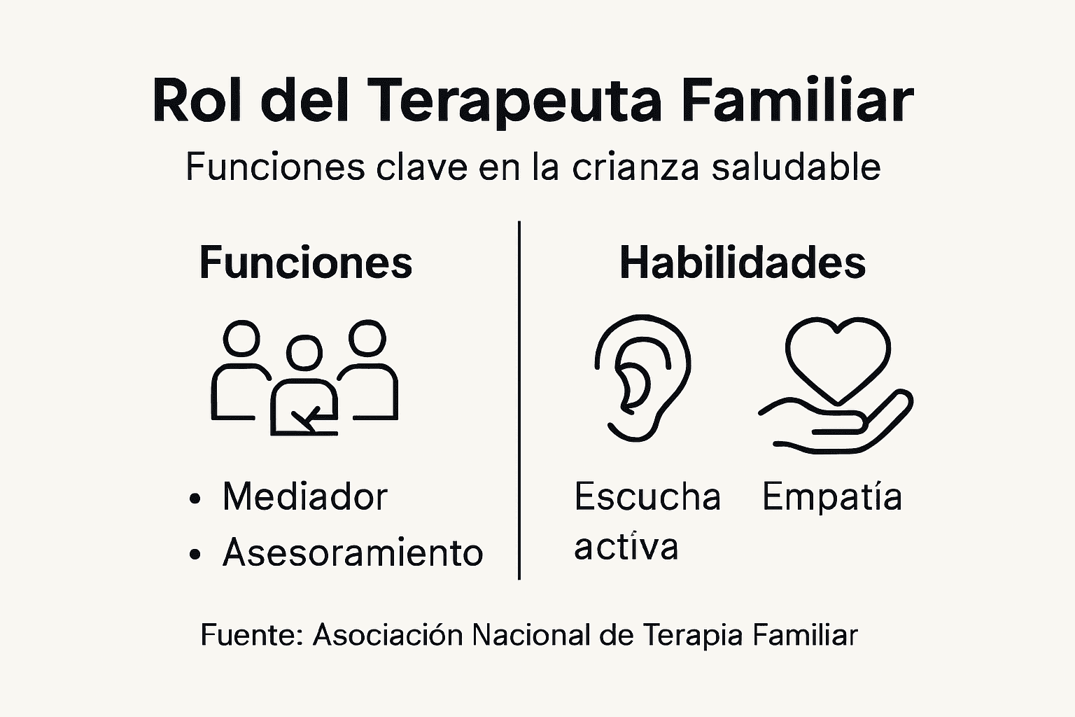 Guía visual sobre el papel y las responsabilidades del terapeuta familiar
