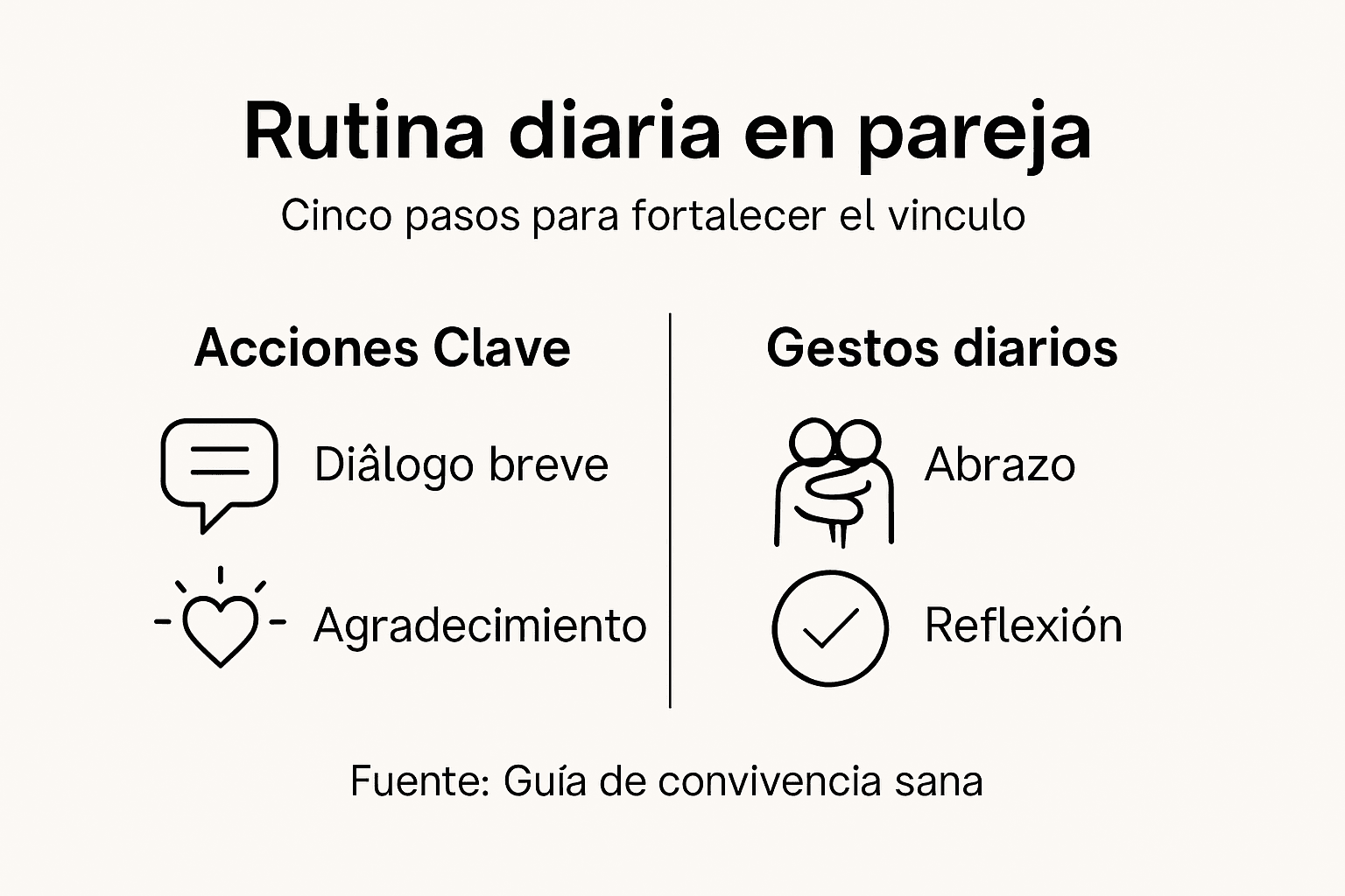 Infografía: cinco pasos esenciales para fortalecer la rutina en pareja