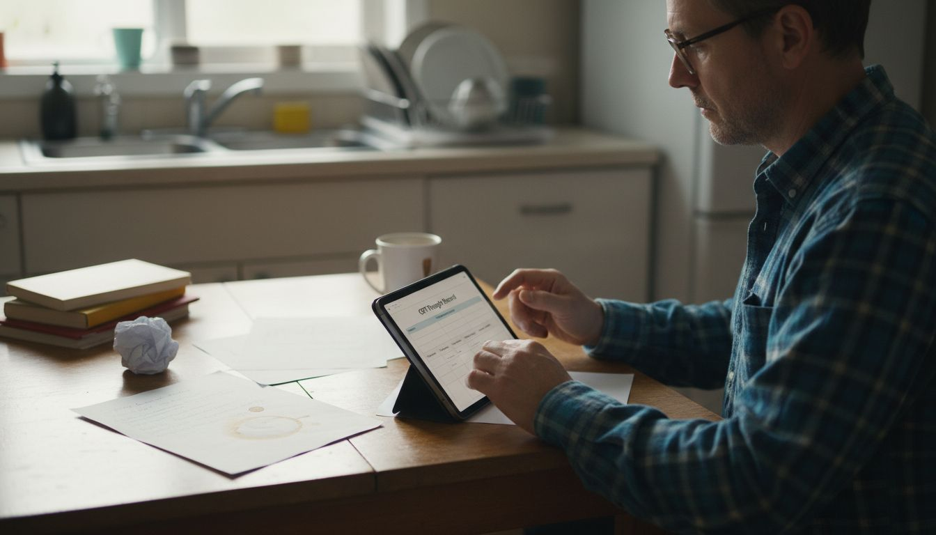 Man taking notes in online CBT session
