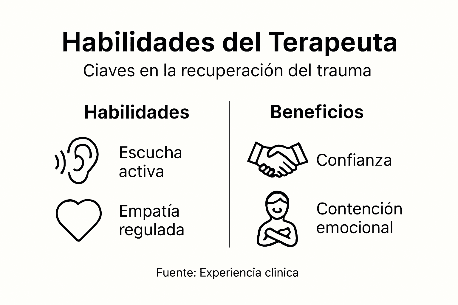 Infografía: competencias clave que debe tener un terapeuta especializado en trauma