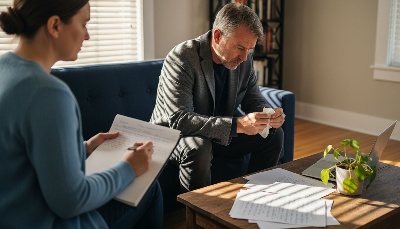 Client in casual therapy conversation setting